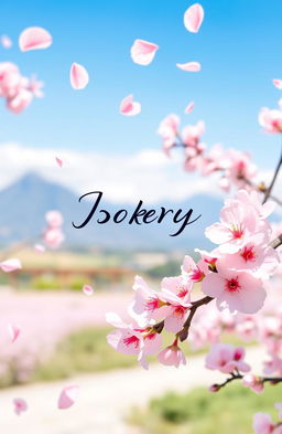 A beautiful book cover featuring cherry blossoms (sakura) in full bloom