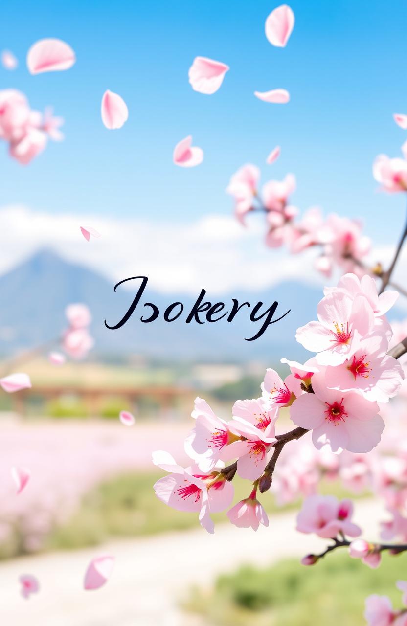 A beautiful book cover featuring cherry blossoms (sakura) in full bloom