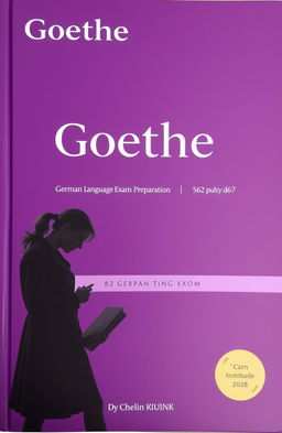 A book cover designed for a German language exam preparation book titled 'Goethe B2 German Language Exam Preparation'