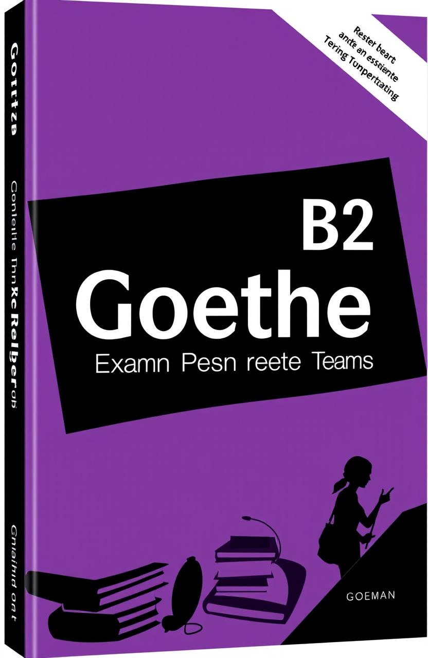 A book cover designed for a German language exam preparation book titled 'Goethe B2 German Language Exam Preparation'
