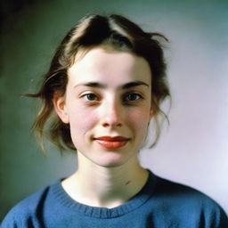 Color photographic image of a 24-year-old woman, slightly smiling. Her nuanced expression is intriguing.