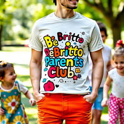 A trendy and fashionable t-shirt design featuring the phrase 'De Britto Parents Club' in an eye-catching font