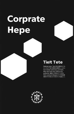 A corporate-themed design in simple black and white