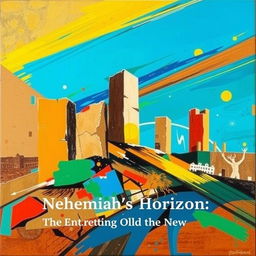 An abstract modern art design representing "Nehemiah's Horizon: The End of the Old, The Beginning of the New