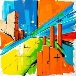 An abstract modern art design representing "Nehemiah's Horizon: The End of the Old, The Beginning of the New