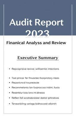 A professional and elegant cover page for an audit report