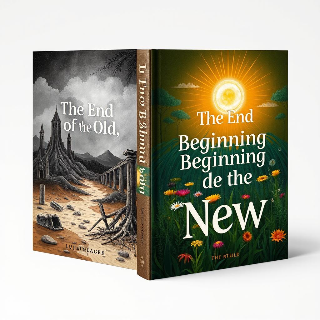 A captivating book cover design for 'The End of the Old, The Beginning of the New'