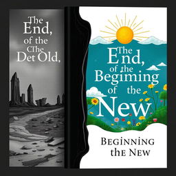 A captivating book cover design for 'The End of the Old, The Beginning of the New'