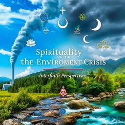 An engaging book cover design for 'Spirituality and the Environment Crisis: Interfaith Perspectives'