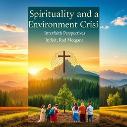 An inspiring book cover design for 'Spirituality and the Environment Crisis: Interfaith Perspectives'