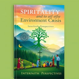 An inspiring book cover design for 'Spirituality and the Environment Crisis: Interfaith Perspectives'