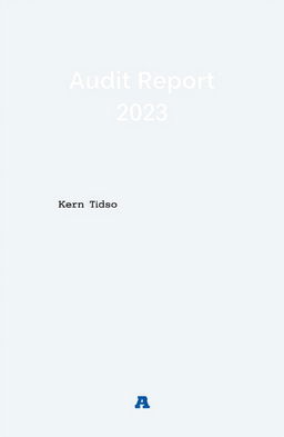 A professional cover page design for an audit report, featuring a prominent main title at the top center saying "Audit Report 2023"