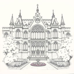 A detailed pencil drawing of a legislative camera from the outside of a congress building, featuring a blend of medieval architecture and fantasy avatar elements