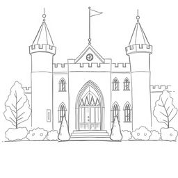 A simple and easy-to-draw pencil sketch of a legislative camera from the outside of a congress building, designed with a mix of medieval and avatar-inspired elements