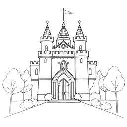 A simple and easy-to-draw pencil sketch of a legislative camera from the outside of a congress building, designed with a mix of medieval and avatar-inspired elements