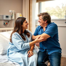 A tender moment between a woman named Maria and a man named Javier in a hospital setting