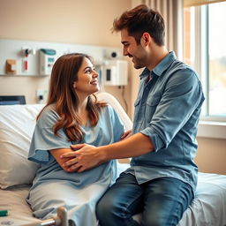 A tender moment between a woman named Maria and a man named Javier in a hospital setting