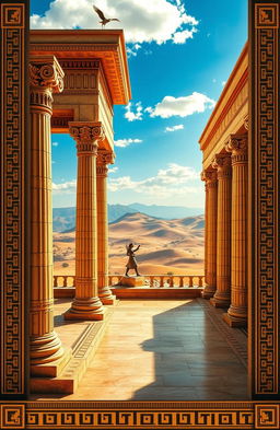 A stunning artistic representation inspired by ancient design, featuring intricate patterns and motifs characteristic of ancient civilizations, such as Greek, Roman, Egyptian, or Mesopotamian