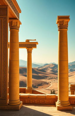 A stunning artistic representation inspired by ancient design, featuring intricate patterns and motifs characteristic of ancient civilizations, such as Greek, Roman, Egyptian, or Mesopotamian
