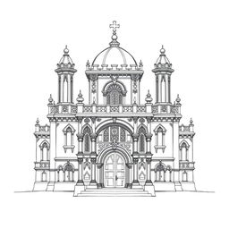 A simple pencil drawing of a legislative camera inspired by a medieval style, featuring ornate architectural elements reminiscent of classic buildings