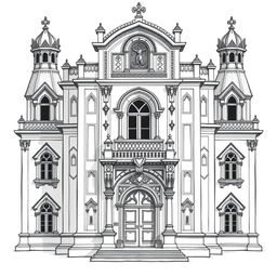 A simple pencil drawing of a legislative camera inspired by a medieval style, featuring ornate architectural elements reminiscent of classic buildings
