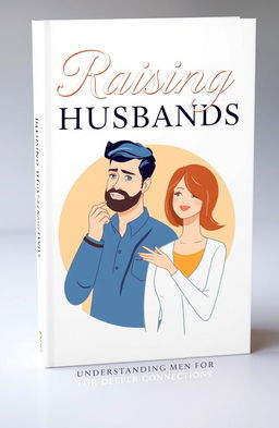 A captivating book cover design for 'Raising Husbands', featuring a modern, stylized illustration of a couple, showcasing the emotional connection and understanding between them