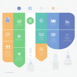 A graphic roadmap depicting the stages of AI ERP implementation, visually representing the journey with milestones for training, security implementation, and continuous monitoring and optimization