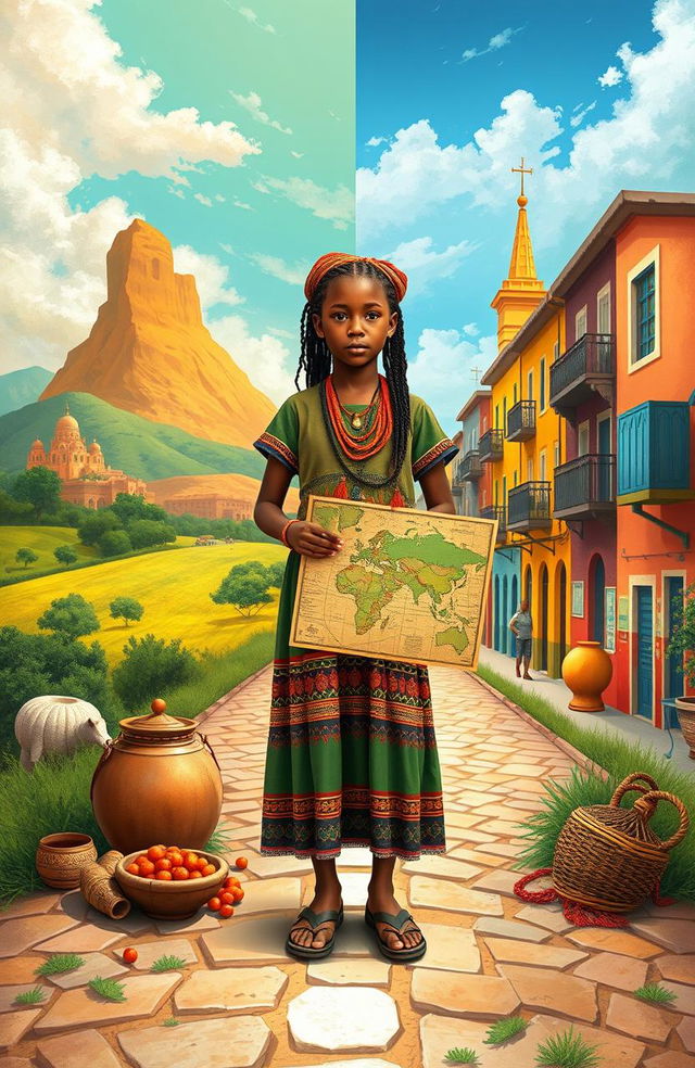 An epic adoption journey visually depicting the story of Elara, a 19-year-old Ethiopian girl adopted and raised in Spain