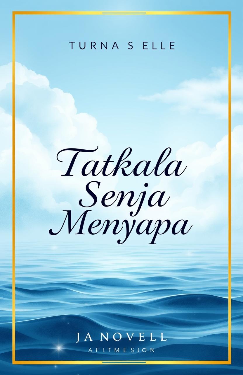 Aesthetic book cover design for a novel titled "Tatkala Senja Menyapa"