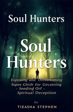 A book cover design for "Soul Hunters: Exposing and Overcoming Spiritual Deception" by Tieasha Stephens
