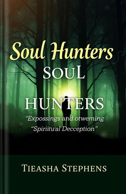 A book cover design for "Soul Hunters: Exposing and Overcoming Spiritual Deception" by Tieasha Stephens