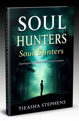 A book cover design for "Soul Hunters: Exposing and Overcoming Spiritual Deception" by Tieasha Stephens