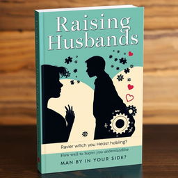 A captivating and insightful book cover for 'Raising Husbands', featuring an abstract illustration symbolizing the connection between men and women