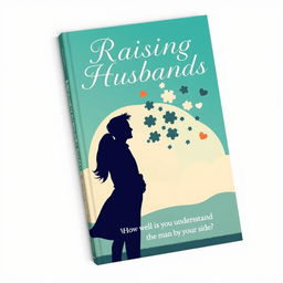 A captivating and insightful book cover for 'Raising Husbands', featuring an abstract illustration symbolizing the connection between men and women