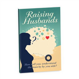 A captivating and insightful book cover for 'Raising Husbands', featuring an abstract illustration symbolizing the connection between men and women