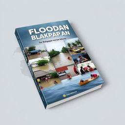 A compelling book cover design focused on the theme of flooding issues in Balikpapan, Indonesia