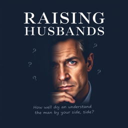 A serious and intriguing book cover for 'Raising Husbands', designed for a non-fiction audience