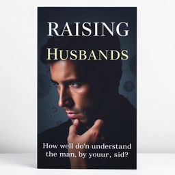 A serious and intriguing book cover for 'Raising Husbands', designed for a non-fiction audience