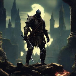 A visual fusion of Dark Souls, the iconic action RPG, and the vibrant aesthetics of the 1980s.