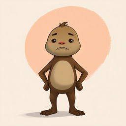 A Wojak character standing up, depicted with a neutral expression and a simple yet artistic background