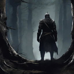 A captivating image that mashes up the universe of Dark Souls with the distinct style of Sam Raimi movies.