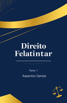 Design a stylish cover page for a business law notebook featuring the title 'Direito Falimentar; Parte 1 - Aspectos Gerais'