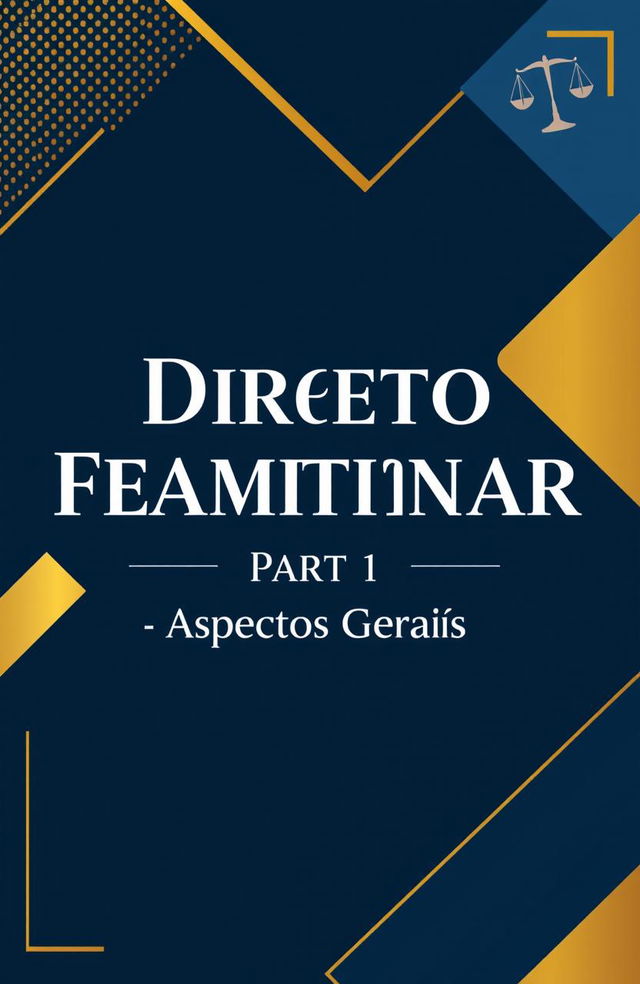 Design a stylish cover page for a business law notebook featuring the title 'Direito Falimentar; Parte 1 - Aspectos Gerais'