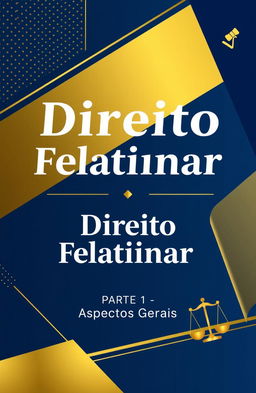 Design a stylish cover page for a business law notebook featuring the title 'Direito Falimentar; Parte 1 - Aspectos Gerais'