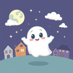 A whimsical cartoon-style depiction of a ghost