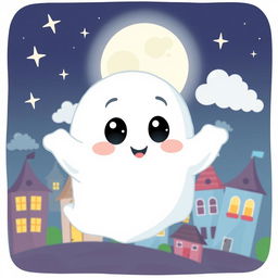 A whimsical cartoon-style depiction of a ghost