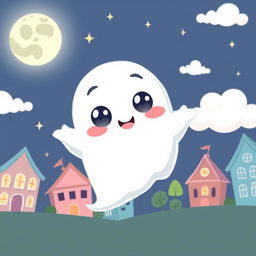 A whimsical cartoon-style depiction of a ghost