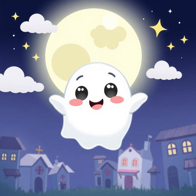 A whimsical cartoon-style depiction of a ghost