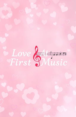 A dreamy, heart-themed background with soft pastel colors incorporating musical elements