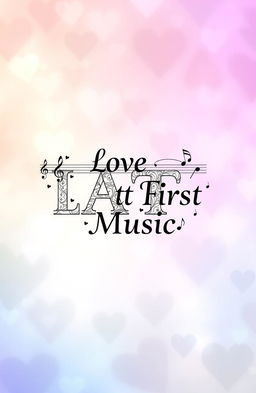 A dreamy, heart-themed background with soft pastel colors incorporating musical elements